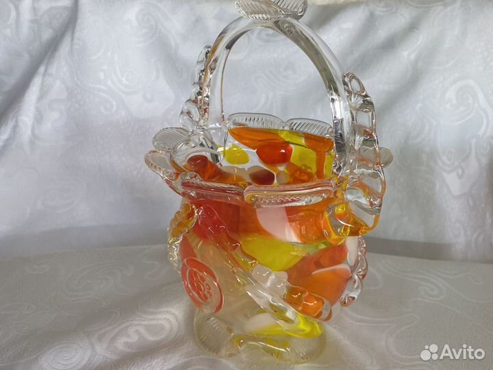 Ваза корзиночка из стекла
