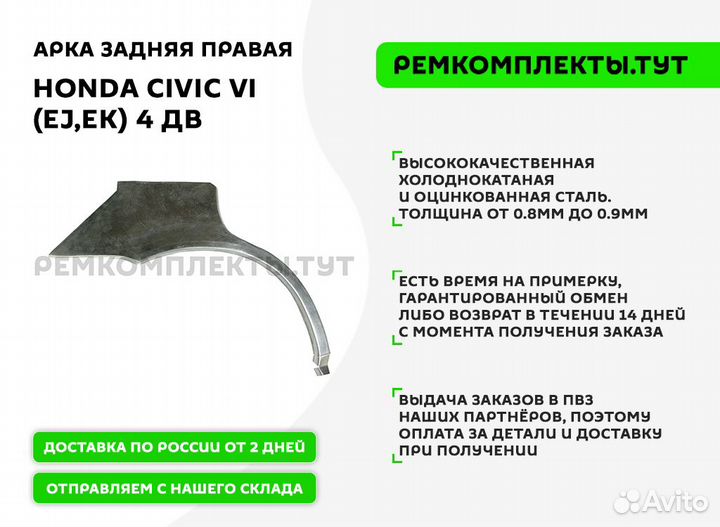 Арка задняя правая Honda Civic 6 (EJ,EK) 4 дв