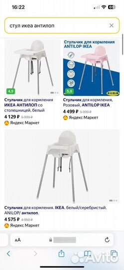 Стульчик для кормления IKEA antilop