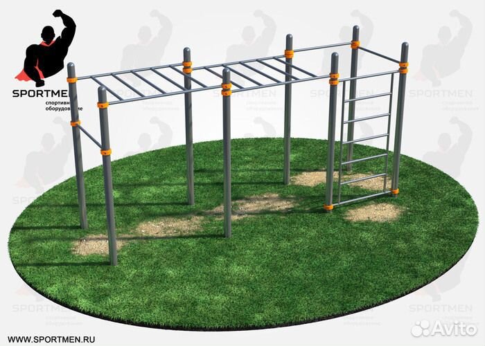 Рукоход двухуровневый С лестницей И двумя турникам