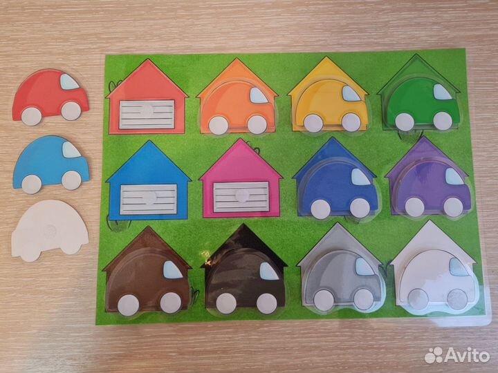 Игры на липучках,машинки по цветам