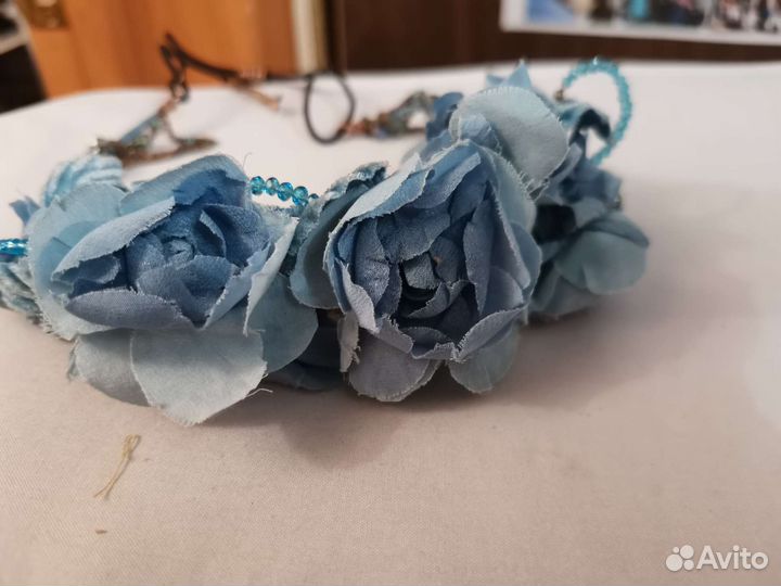 Свадебный венок голубой