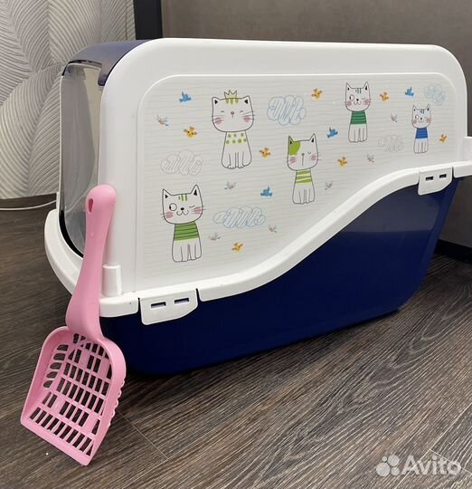 Лоток для кошек большой закрытый +подушка лежанка