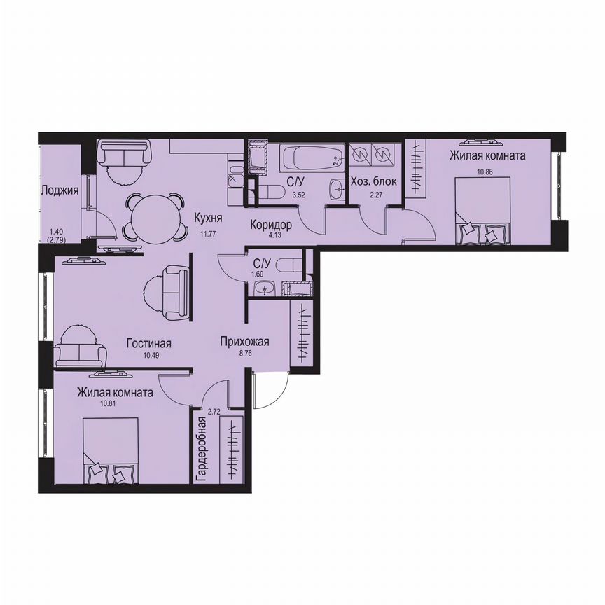 3-к. квартира, 68,3 м², 2/9 эт.