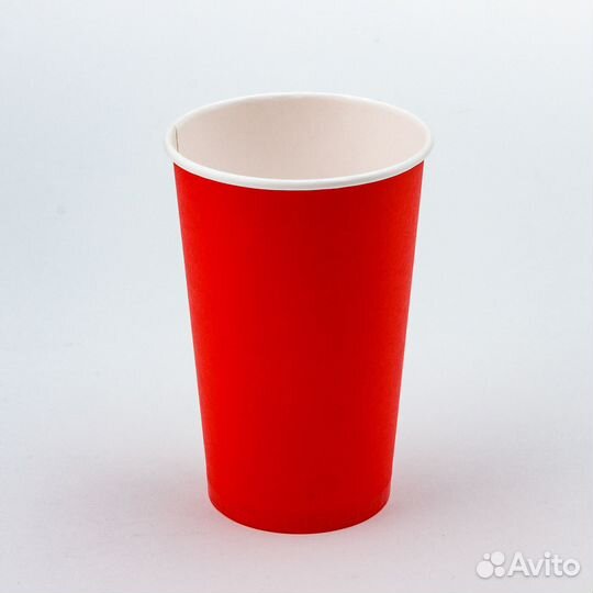Стакан картонный 400мл 1-сл. красный d90мм