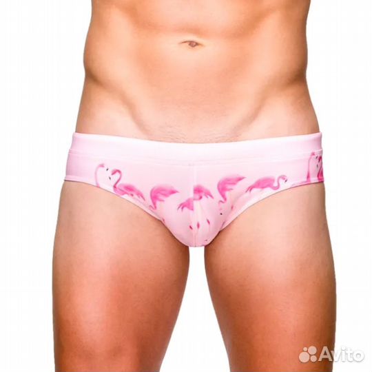 Мужские плавки UXH розовые с принтом UXH019