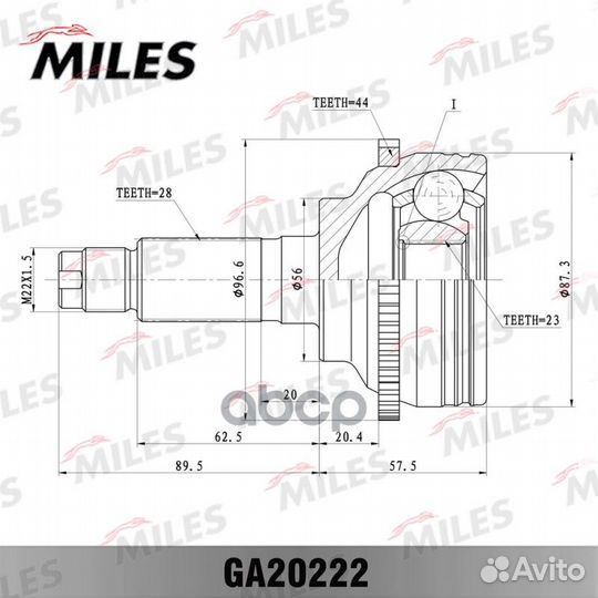 ШРУС mazda 6 1.8-2.0 02- нар.(ABS) ga20222 Miles