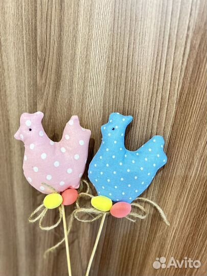 Пасхальный декор, кролик-топпер, курочка-топпер