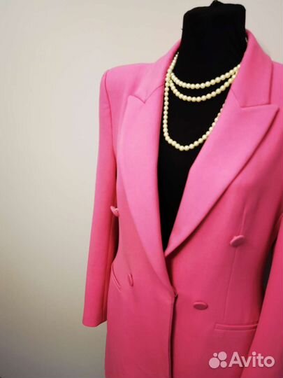 Розовый костюм Zara, платье-пиджак L 46-48