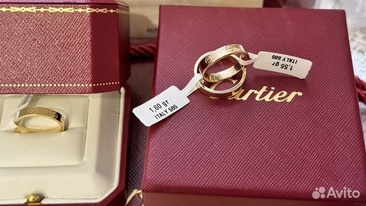 Золотое кольцо Cartier love 585 пробы