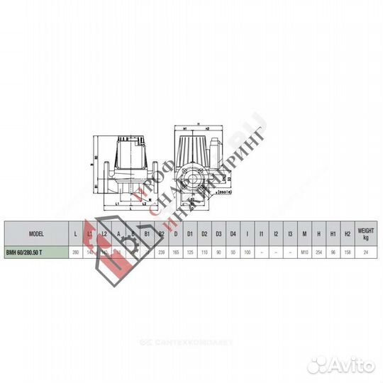 Насос BMH 60/280.50T PN10 3х230-400В/50Гц DAB 5059