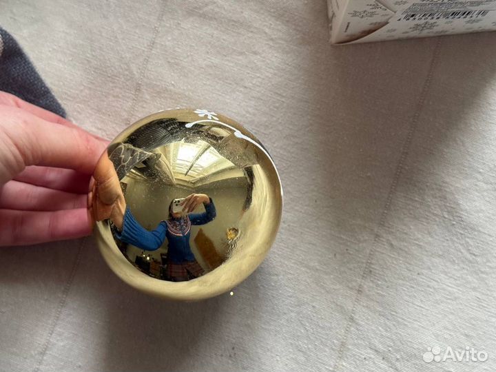 Новогодний шар стеклянный зеркальный Дед Мороз