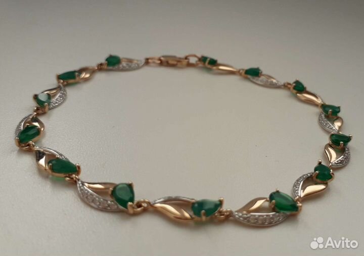 Браслет новый из золота 585пробы с агатами