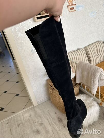 Ботфорты / сапоги зима натуральная замша / кожа