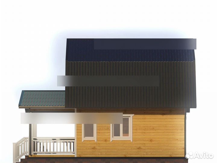 Дом из бруса 6 х 8,5 с мансардой и ломаной крышей