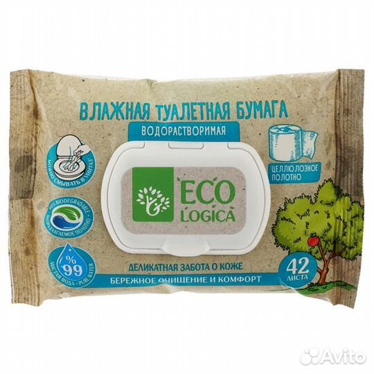 Бумага туалетная ecologica влажная водорастворимая