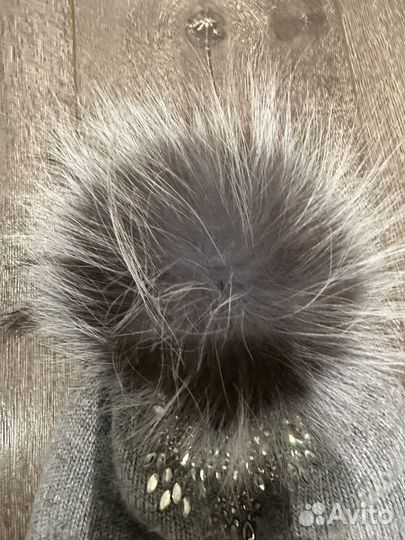 Шапка шлем с натуральным мехом