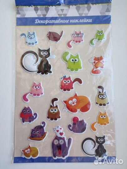 Пакет новых наклеек кошки и другие (стикеры)
