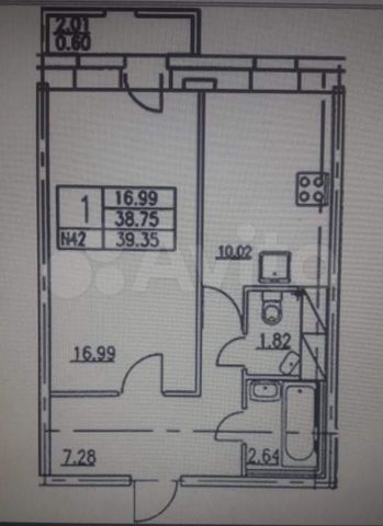 1-к. квартира, 38,9 м², 8/22 эт.