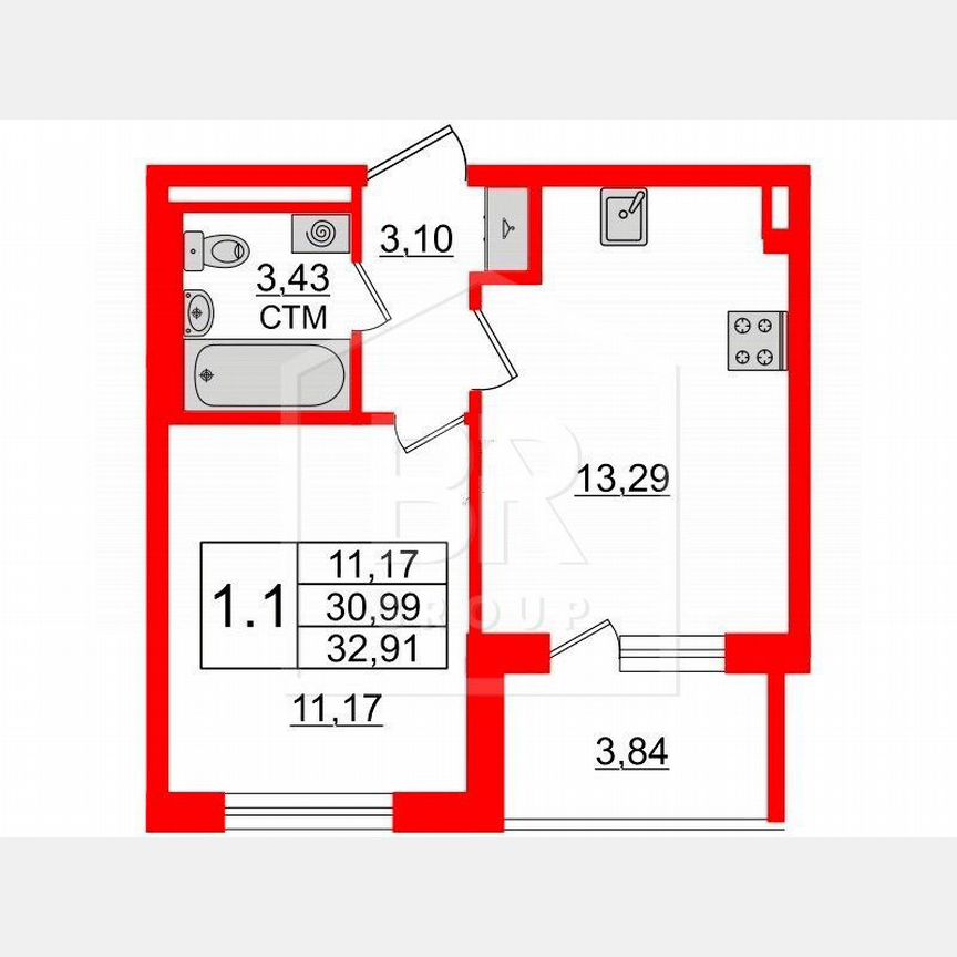 1-к. квартира, 31 м², 2/4 эт.