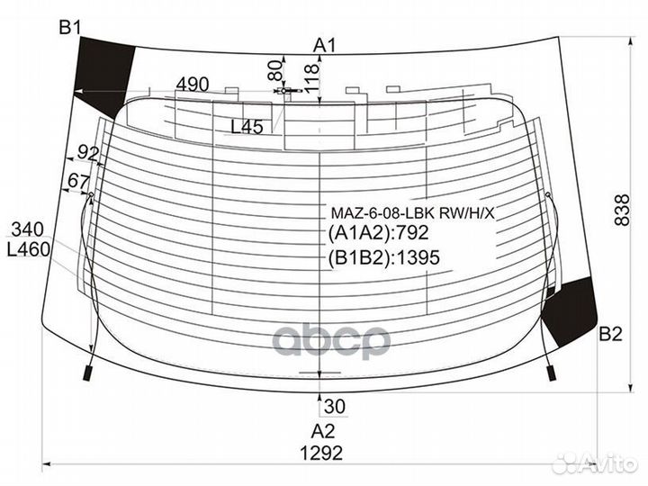 Стекло заднее с обогревом mazda 6/atenza 5D HBK
