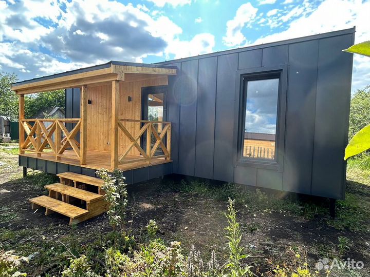 Каркасный дом 54 м2 с террасой и крыльцом под ключ