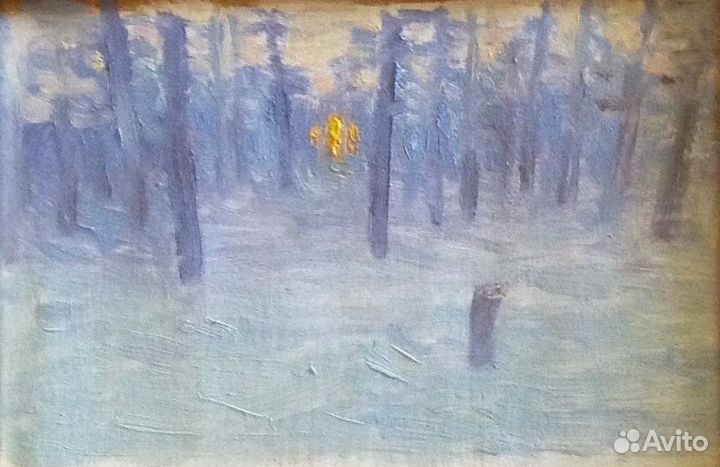 Этюд, масло - Зимний лес