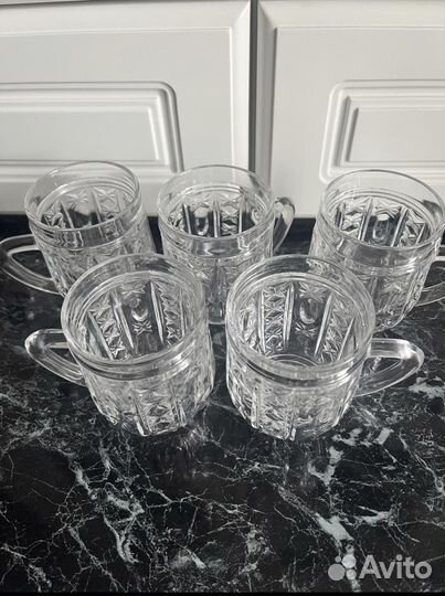 Стаканы кружки СССР, винтаж, новые, 5 шт