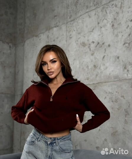 Кофта женская теплая на полумолнии