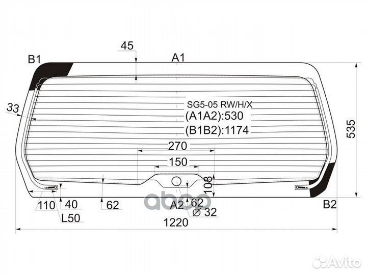Стекло заднее с обогревом subaru forester 05-08