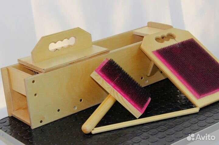 Набор трепалка для шерсти + кардерная доска