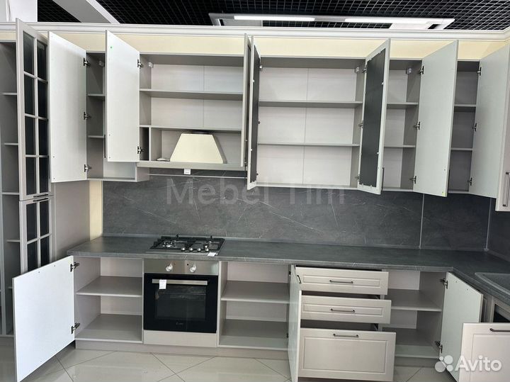 Кухонный гарнитур Лориан 3.6 на 1.5 метра Серый