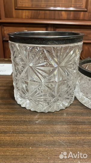 Вазы хрусталь с мельхиором СССР