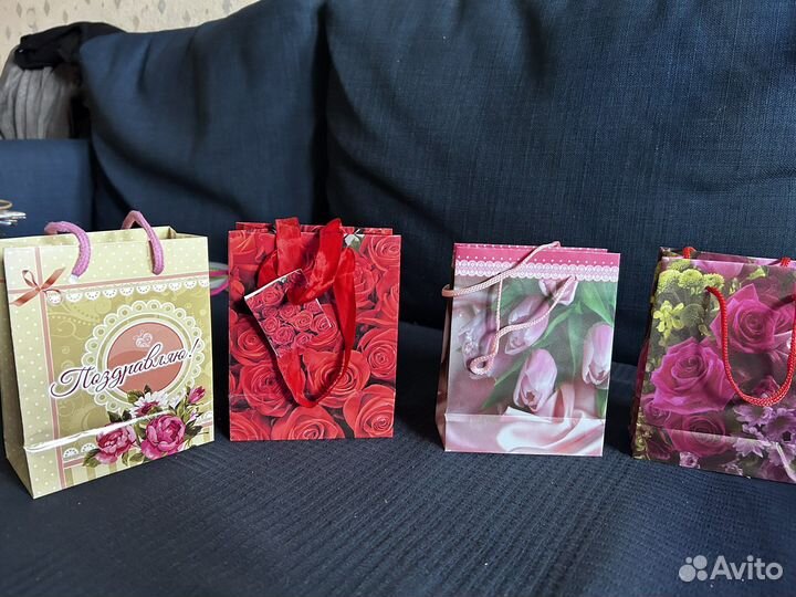 Подарочные пакеты маленькие 17 штук с замерами
