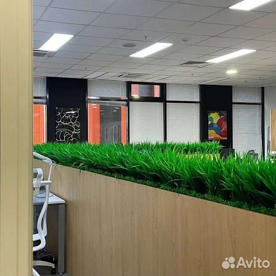 Искусственная трава в блоках, озеленение