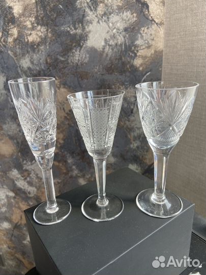 Хрусталь СССР Бокалы Фужеры Рюмки на ножке Стаканы