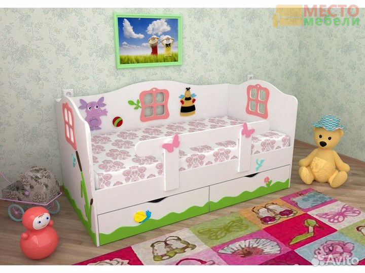 Детская кровать Для детейот двух лет с аппликацией