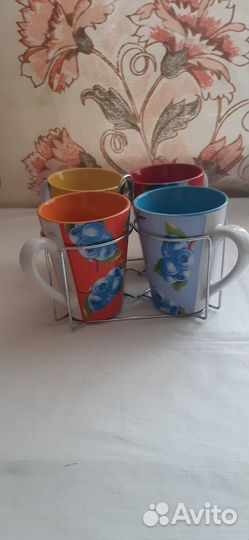 Набор бокалов и стаканов на подставке, новые