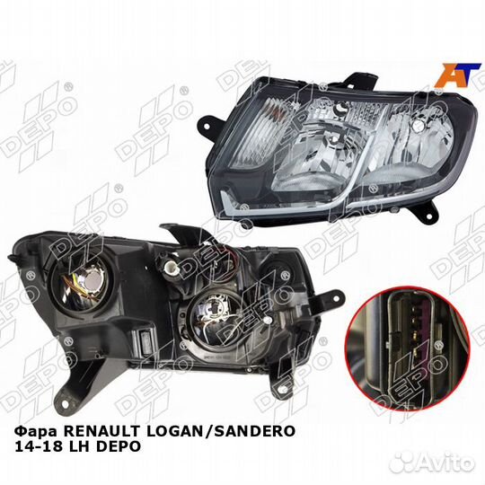 Фара renault logan/sandero 14-18 лев depo Рено
