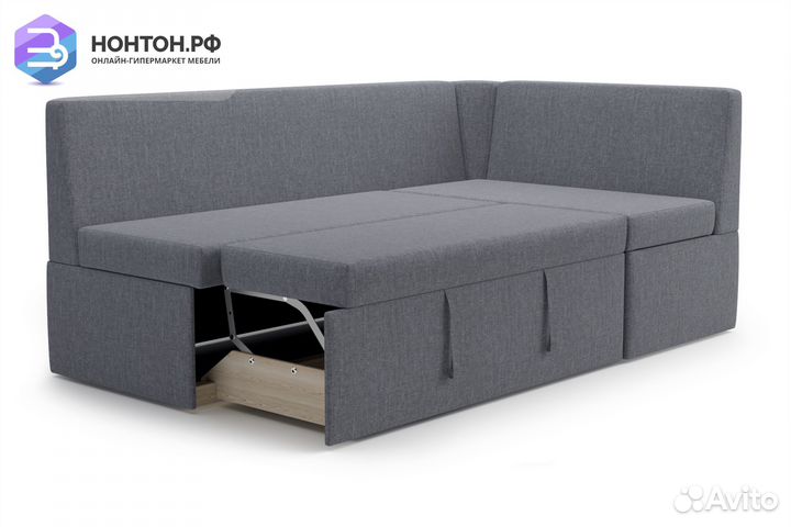 Кухонный угловой диван дельфин Орион светло-серый