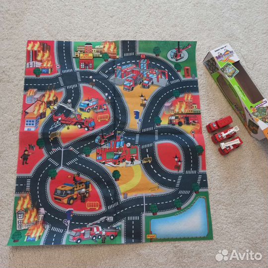 Дорога (детский коврик) новая + 3 машинки