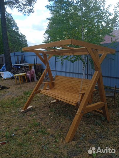 Качели садовые деревянные
