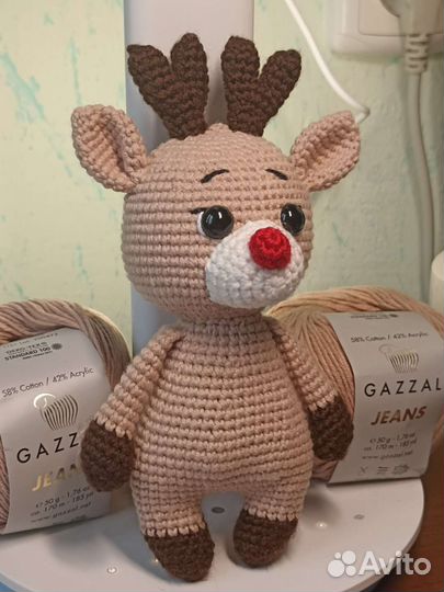 Мягкие игрушки олень Ручная работа Вязаная