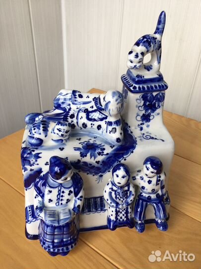 Авторское блюдо гжель роспись Никитина