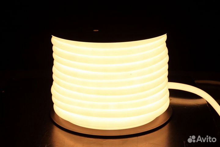 Гибкий неон белый теплый круглый 14 мм на 220 V