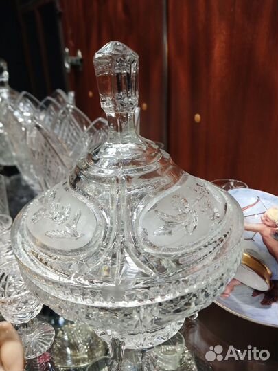 Хрустальная конфетница ваза