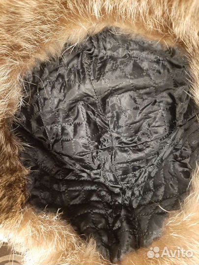 Шапка ушанка мужская кожаная (мех енота)