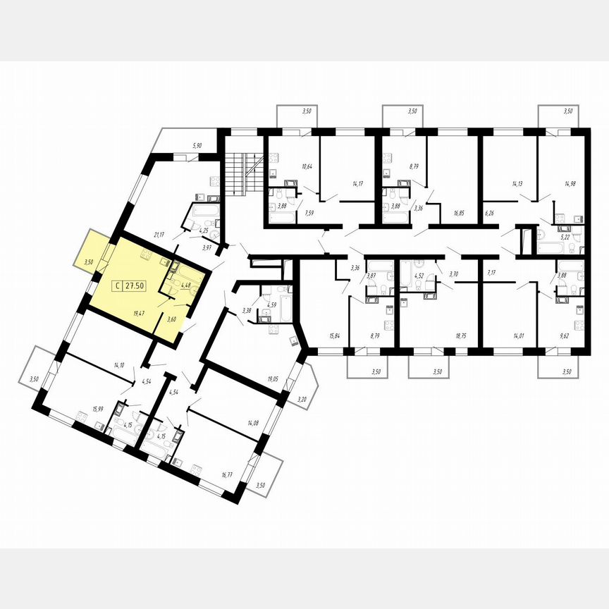 Квартира-студия, 27,5 м², 3/3 эт.
