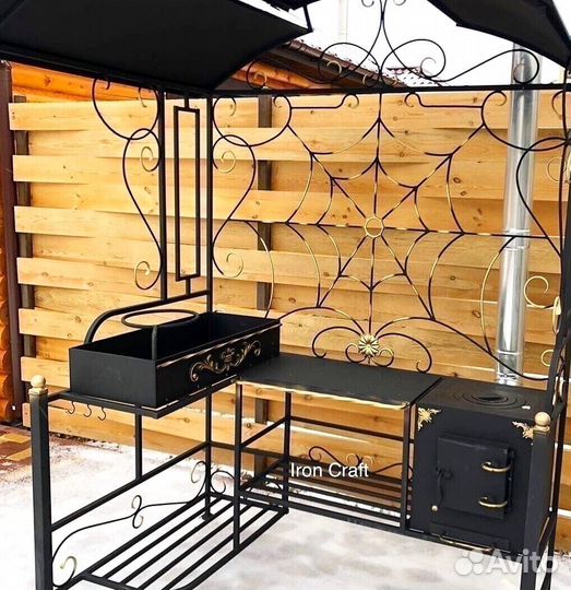 Мангал с печкой под казан