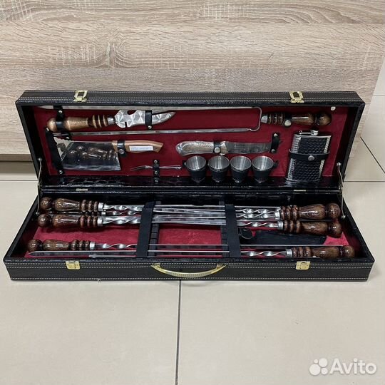 Шашлычный набор Дипломат с двойными шампурами